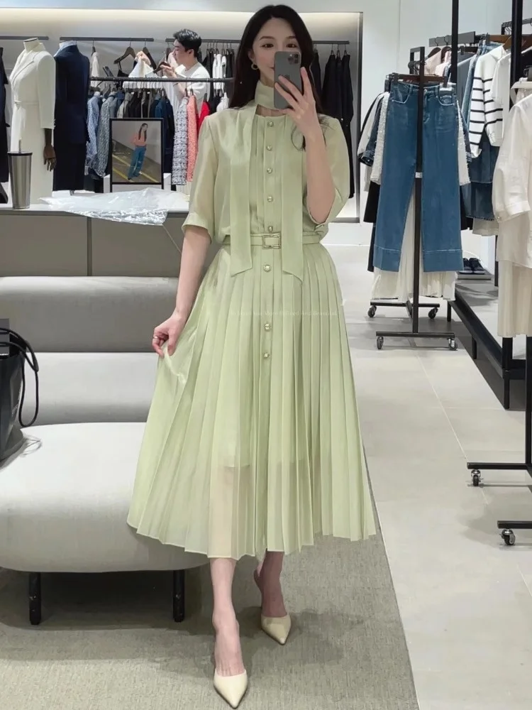 

Ele Lady MICOAT irt с Sa, весна-лето 2024, блузка Sung Hui Jiao Sle и ter + плиссированная юбка, женская Fas...