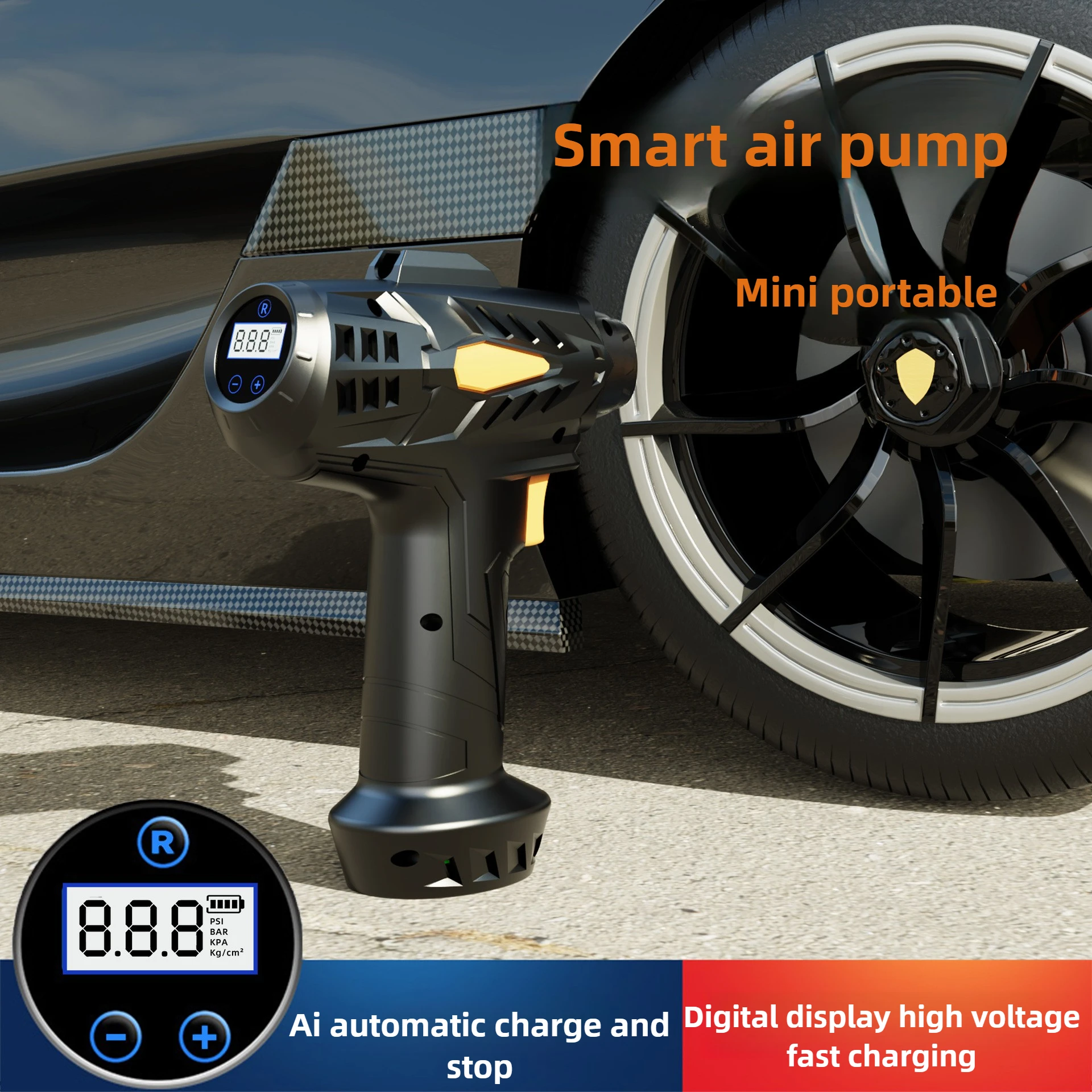 

New Wireless Car Air Pump Portable Air Compressor Electric Tire Inflator LCD Digital Display for Car Motorcycles Bicycle Ball