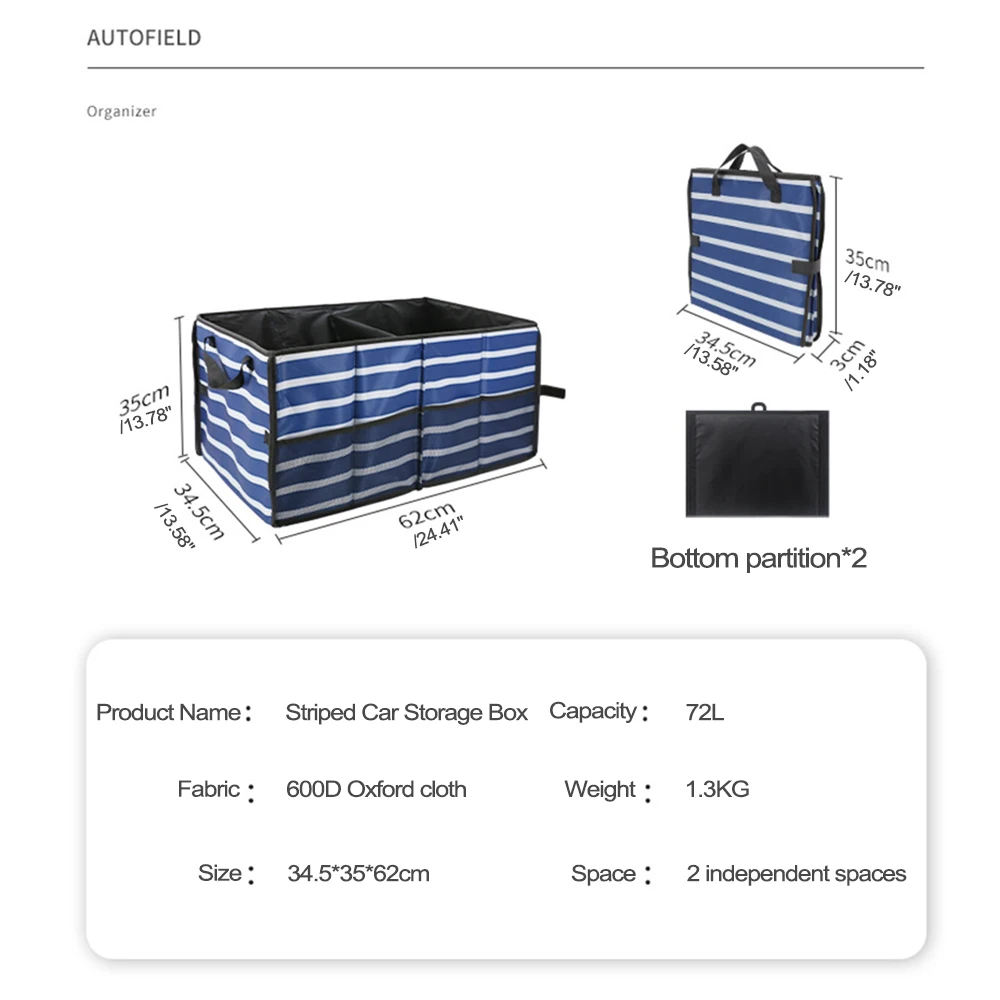 75L Auto Trunk Organizer Collapsible Cargo Storage Tool Auto Trucks Trunk Box Big Capacity Car Storage Box