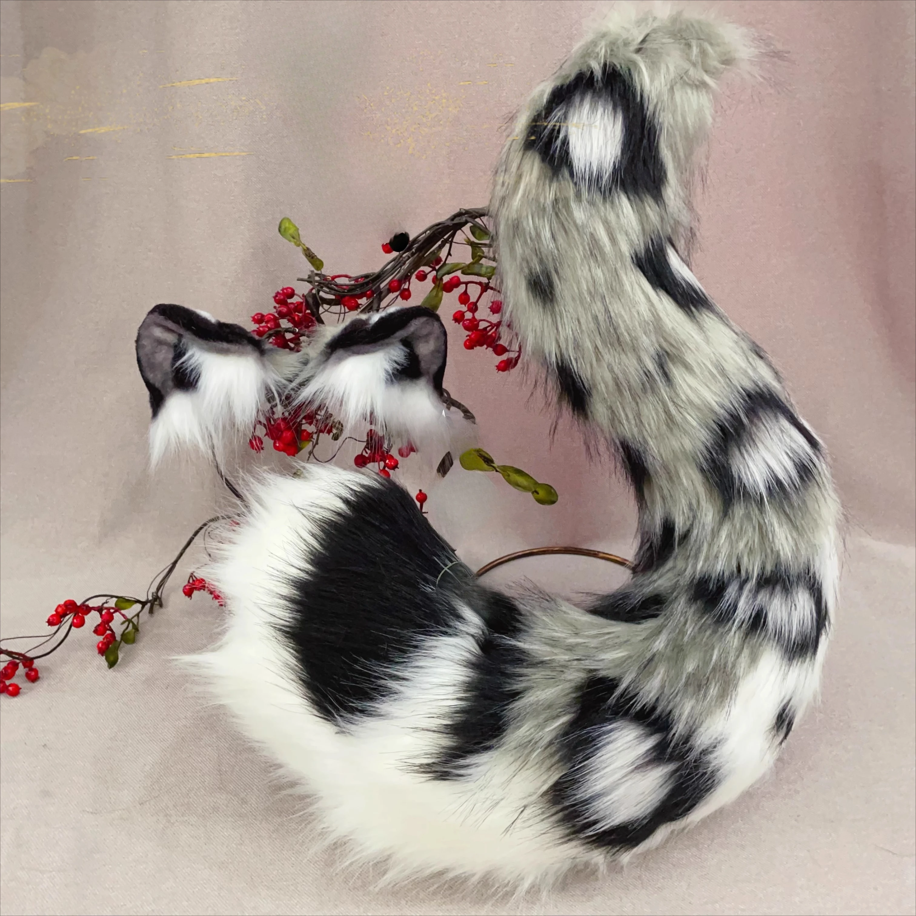 

New Tiger Snow Leopard Big Cats Tail Set Halloween Prop Headband Cat Ears Cosplay Animal Ears Headwear Kawaii Lolita Headband