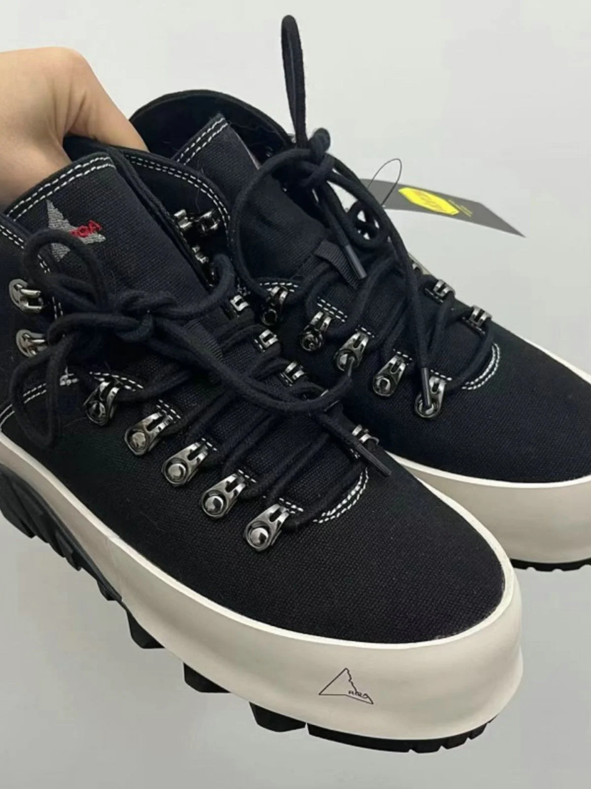 

ROA.POYANA CVO High-Top Canvas oes Outdoor Hiking Boots ex Casual Height-Increasing oes Bla White Walking oes