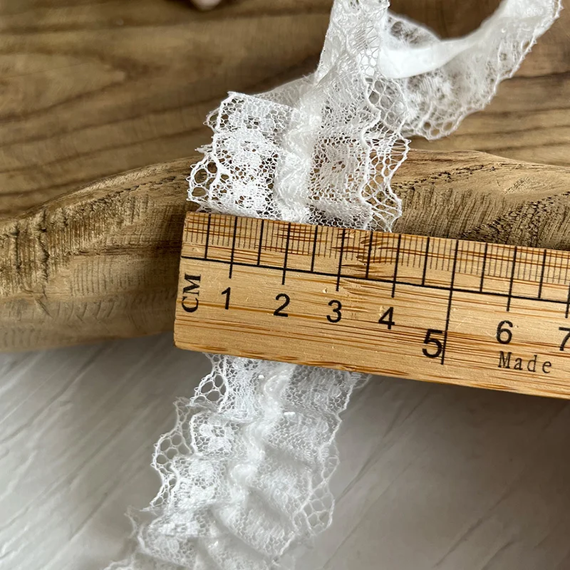 4CM Wide Double Layers White Black Mesh Embroidery Stretch Lace Ribbon Elastic Ruffle Trim Dress Collar DIY Sewing Guipure Decor