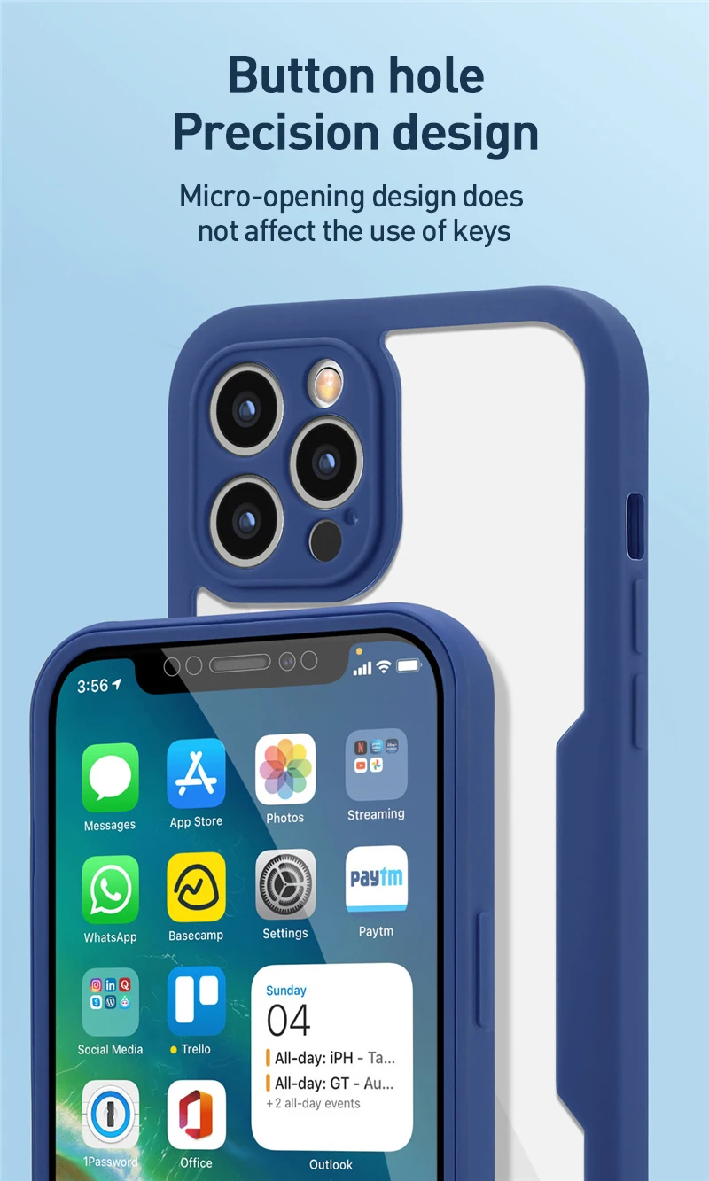 Luxuriöse 360°-Vollschutz-Hülle für iPhone 18 17 16 15 14 13 11 12 Pro Max XS 7 Plus, durchsichtige Vorder- und Rückseite, Silikon-Bumper, stoßfeste Abdeckung – Detail 5