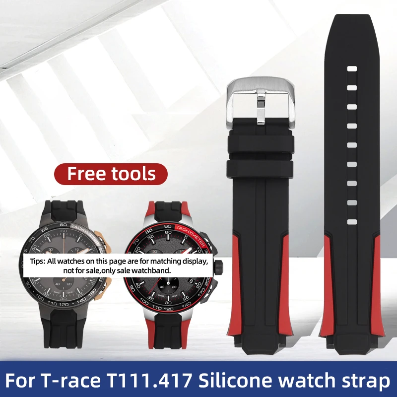 Pulseira de relógio especial convexa, pulseira para Tissot 1853 T-Sports T111, corrida de bicicleta T111417, 25-18mm