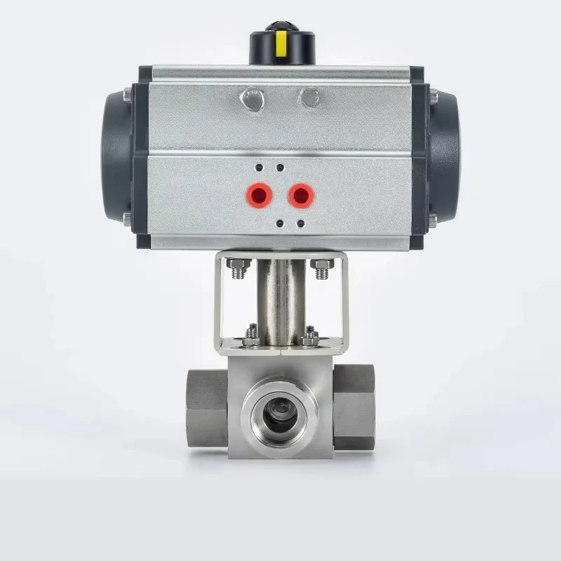 Pneumatic high-pressure three-way ball valve KHB stainless steel 304YGZQ wire forged steel 320P internal thread 32MPA