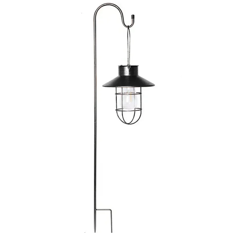 Solar Lantern Lamp Outdoor Hanging Tent Lamp Waterproof Vintage Metal Solar Lights with Tungsten Bulb for Patio Garden Decor image 6