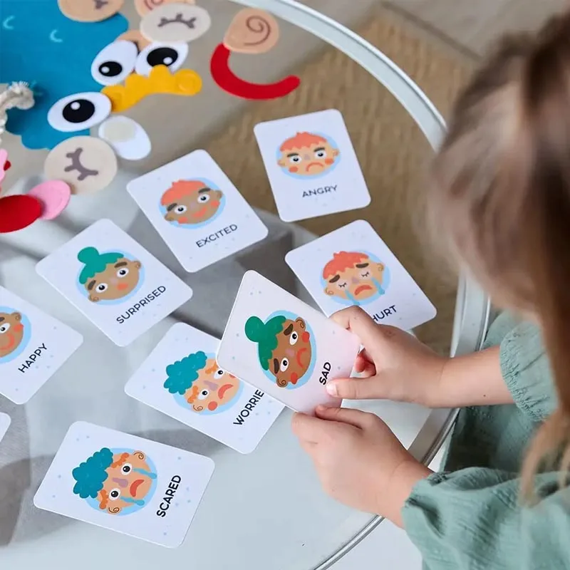 Facial Expression ของเล่นสําหรับเด็กเด็ก Interactive การเรียนรู้ปริศนา Montessori การจัดการอารมณ์การศึกษาการเรียนรู้ของเล่น