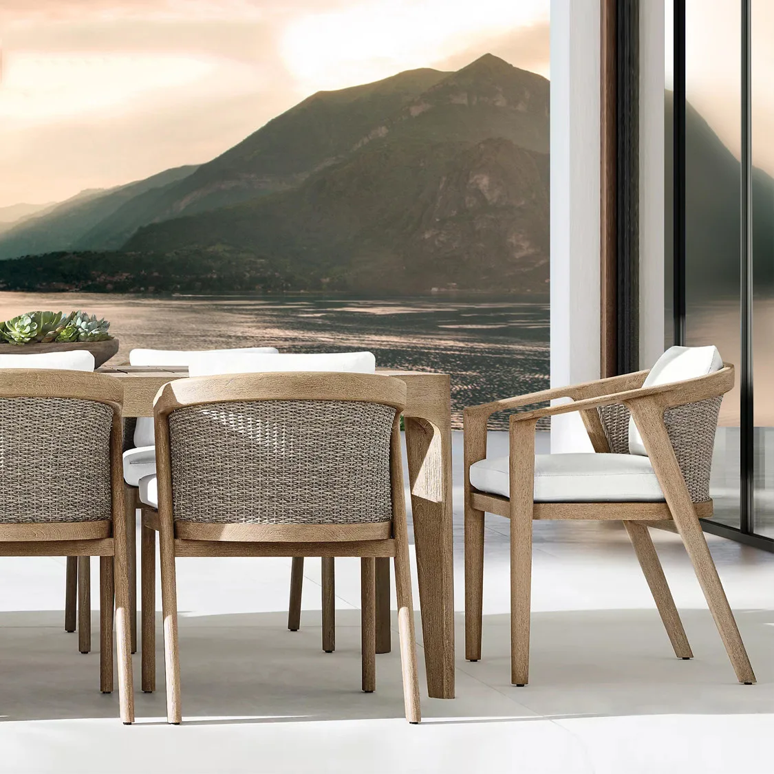 Outdoor leisure table and chair combination, outdoor villa, courtyard, terrace, dining table, model home, solid wood furniture