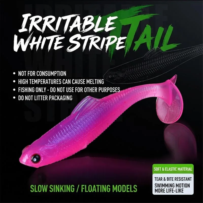 T-Tail Soft Swimbait Köder für Barsch, Crappie & Flussbarsch, Gerippter Wurmköder für Süßwasser Ultraleichtes Finesse-Angeln