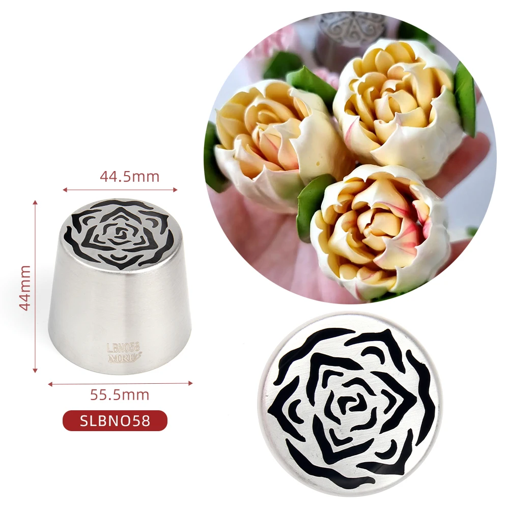 MRF Newest Arrival Stainless Steel XL Layered Petals Tight Flower Pattern Russian Icing Tip Marshmallow Piping Nozzle #LBNO58