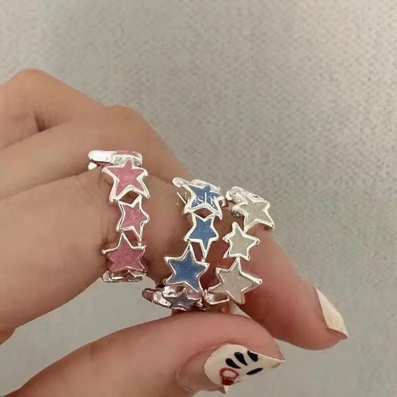 

Y2K Punk Gothic Vintage Irregular Cross Star Open Adjustable Ring for Women Men Sliver Color Couple Rings Jewelry Gift