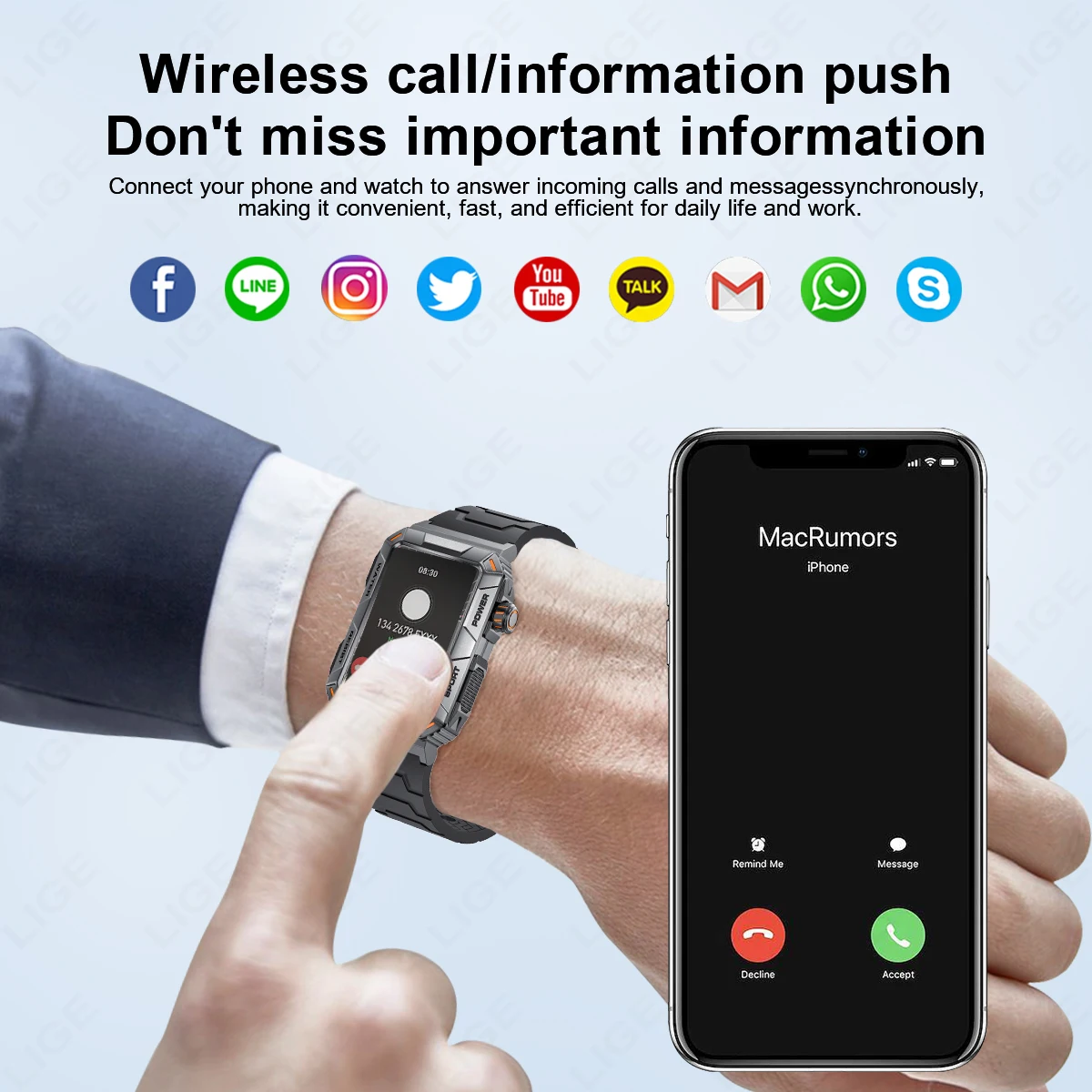Military Sports Smartwatch 2026 Men Bluetooth Call Smart Watch Heart Rate Health Monitor Wireless Call Fitness Waterproof Watch