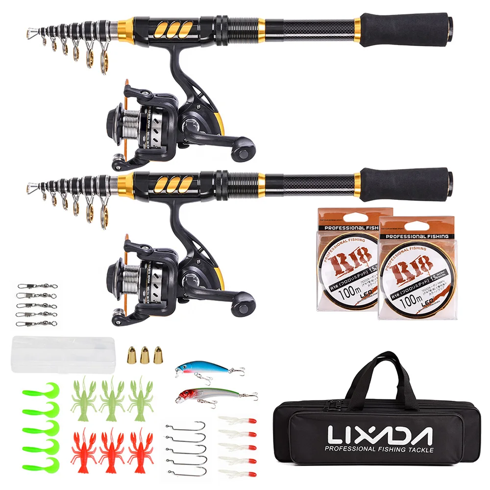 

Telescopic Fishing Rod and Reel Combo Full Kit Spinning Fishing Reel Gear Organizer Pol e Set with 100M Fishing Line Lures Hooks