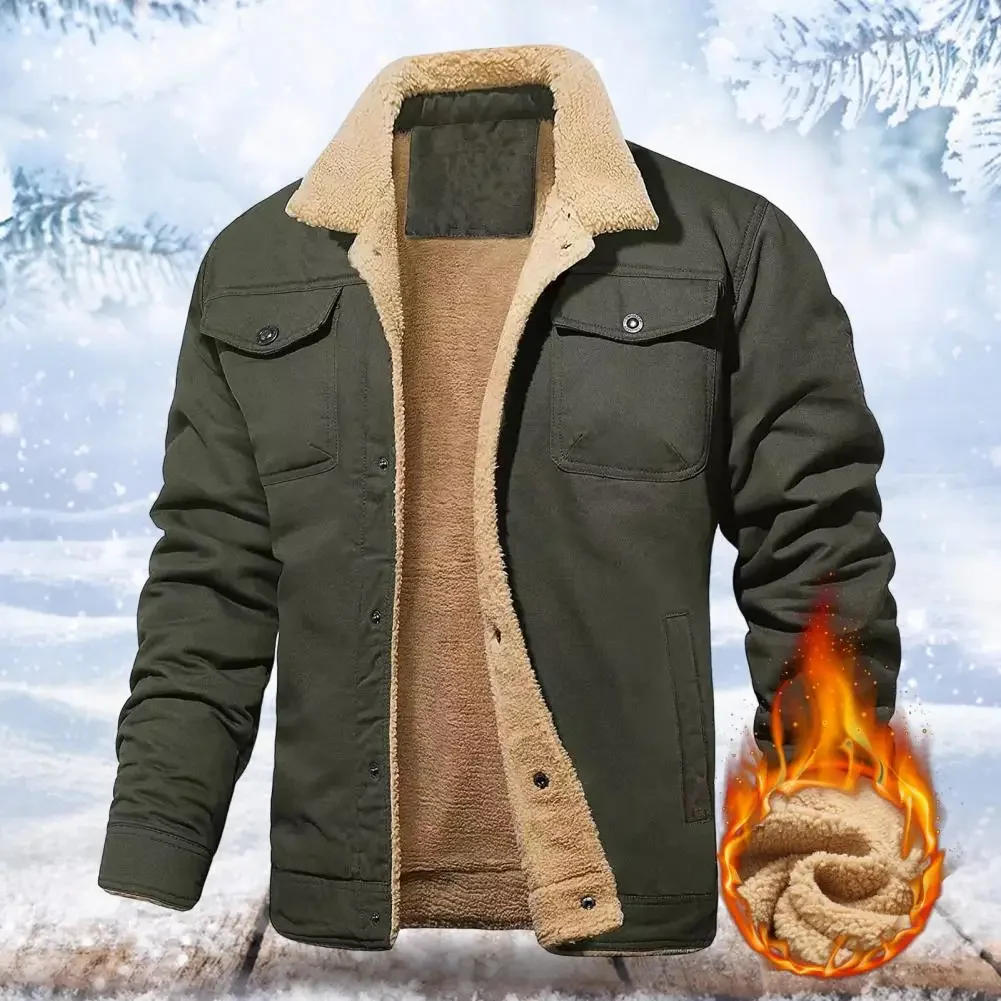 Parka con forro polar para hombre, abrigo grueso y cálido con cuello de piel, chaqueta de felpa, rompevientos, prendas de vestir para el trabajo, otoño e invierno, novedad