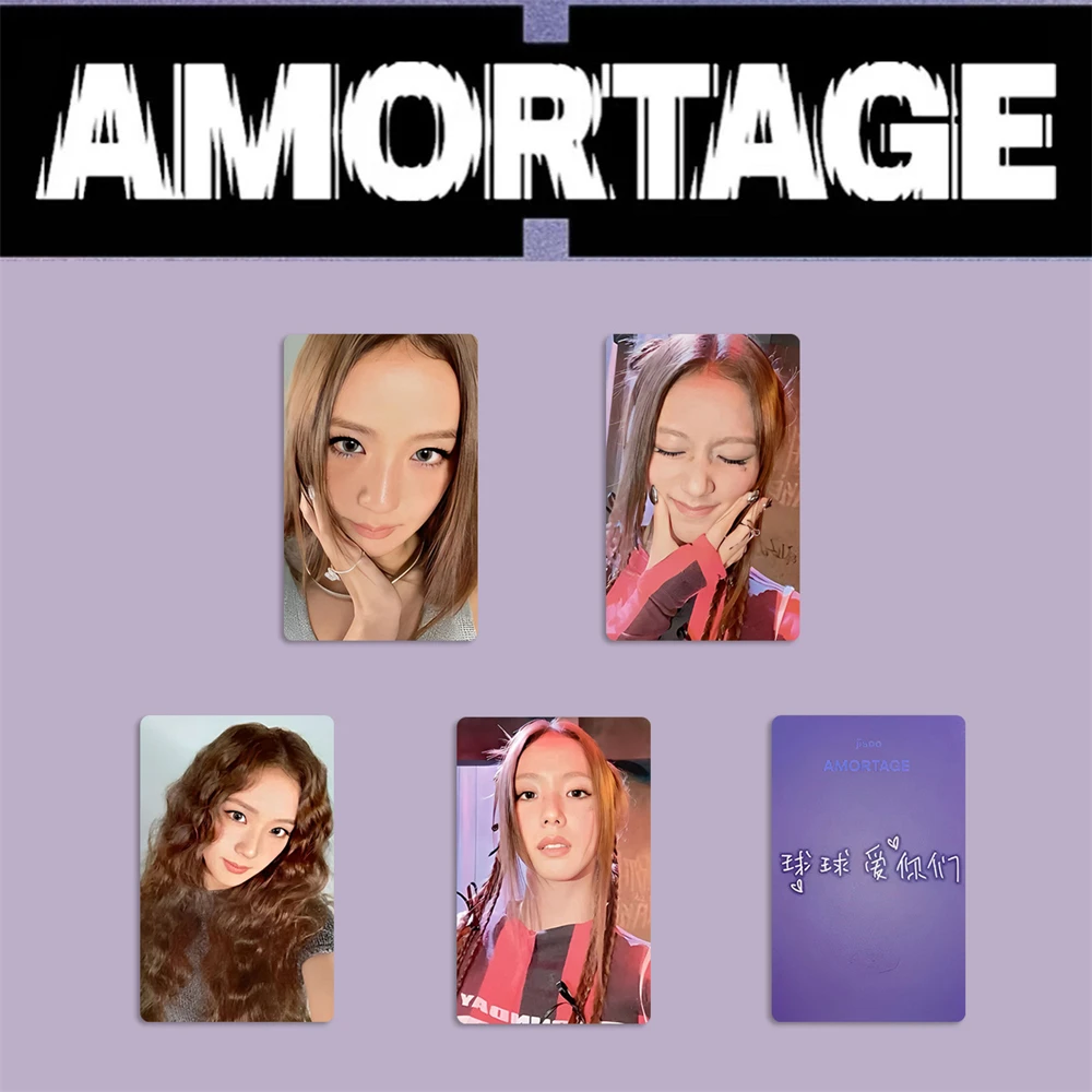 KPOP JISOO AMORTAGE 앨범 포토 카드 4Pcs 종이 카드 Jisoo MD 이벤트 양면 엽서 DMM 중국 Lomo 카드 팬 컬렉션