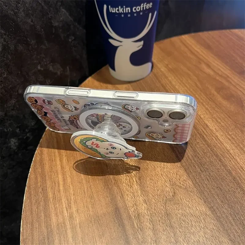 Coreia ins bonito dos desenhos animados jiyi-kawa soquete magnético pop griptok aperto tok airbag suporte para magsafe expansível suporte do telefone móvel