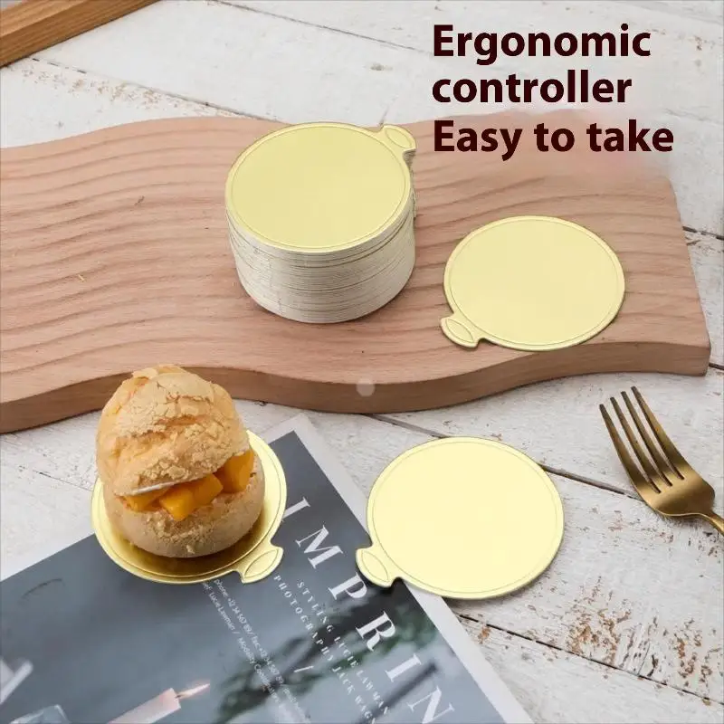 100pcs/set Golden Mousse Mat Bottom Foam Cake Base Boards Paper Board Shape Dessert Tray Christmas Cake Decoration Tools