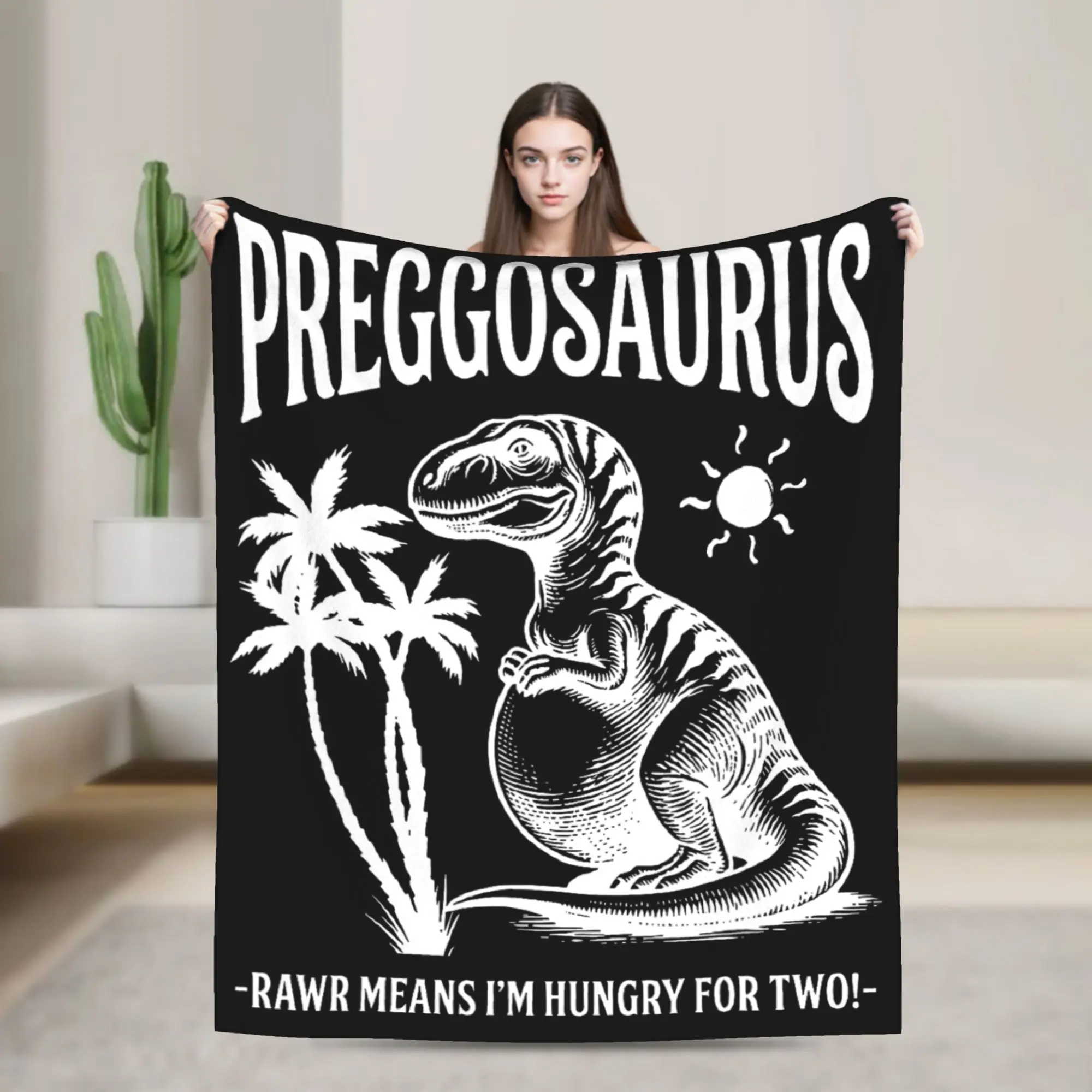 preggosaurus rawr Means I'm Hungry for Two Warm Comfy Blanket  Pattern Picnic Throw Blanket Couch Chair Bedspread Sofa Bed Cover