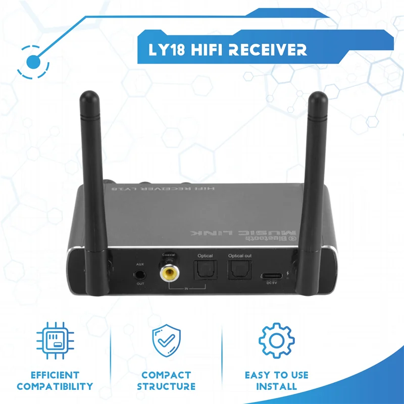 New LY18 HIFI Lossless Bluetooth Receiver Long Distance Bluetooth Adapter 5.4 Adapter Audio Wireless Receiver 6 In 1