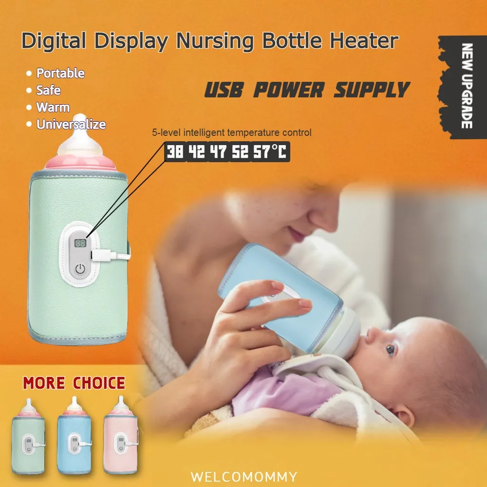 

USB Digital Universal Baby Milk Warmer Portable Nursing Bottle Heater Temperature Adjustable Newborn Items For Travel Outdoor