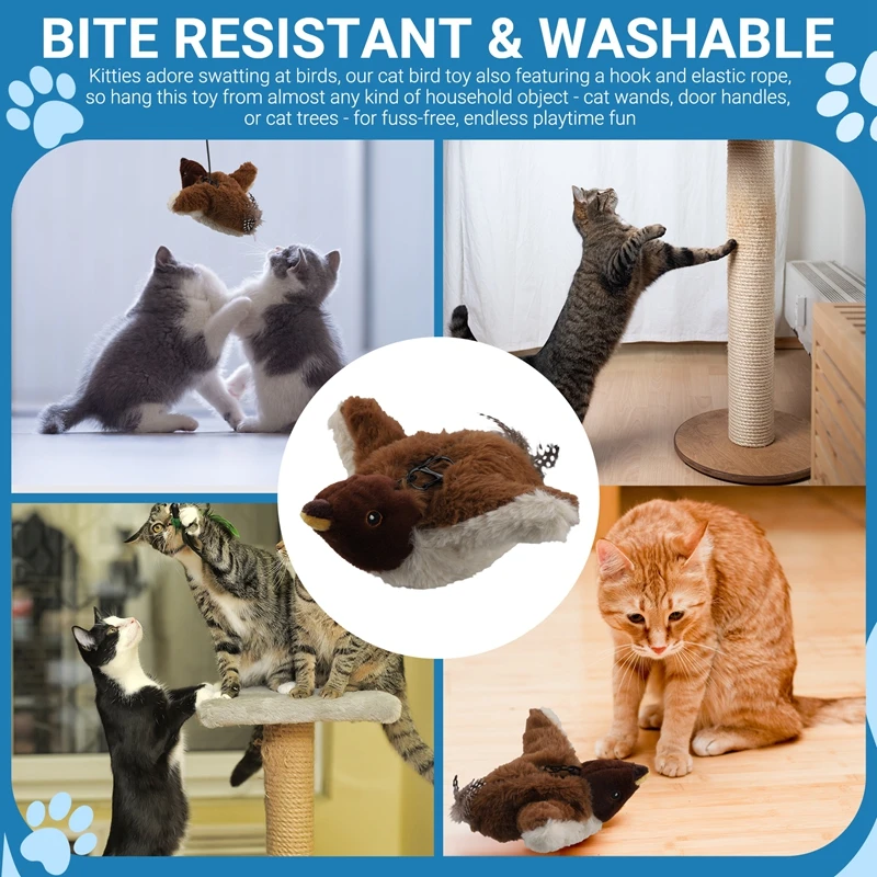 Interactive Cat Toys, Rechargeable Chirping Flapping Birdplush Kitten Exercise Toys