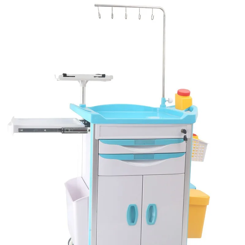 Vehículo de rescate Ambulancia de almacenamiento de medicamentos multicapa, con bote de basura, carrito de infusión de rescate para cirugía