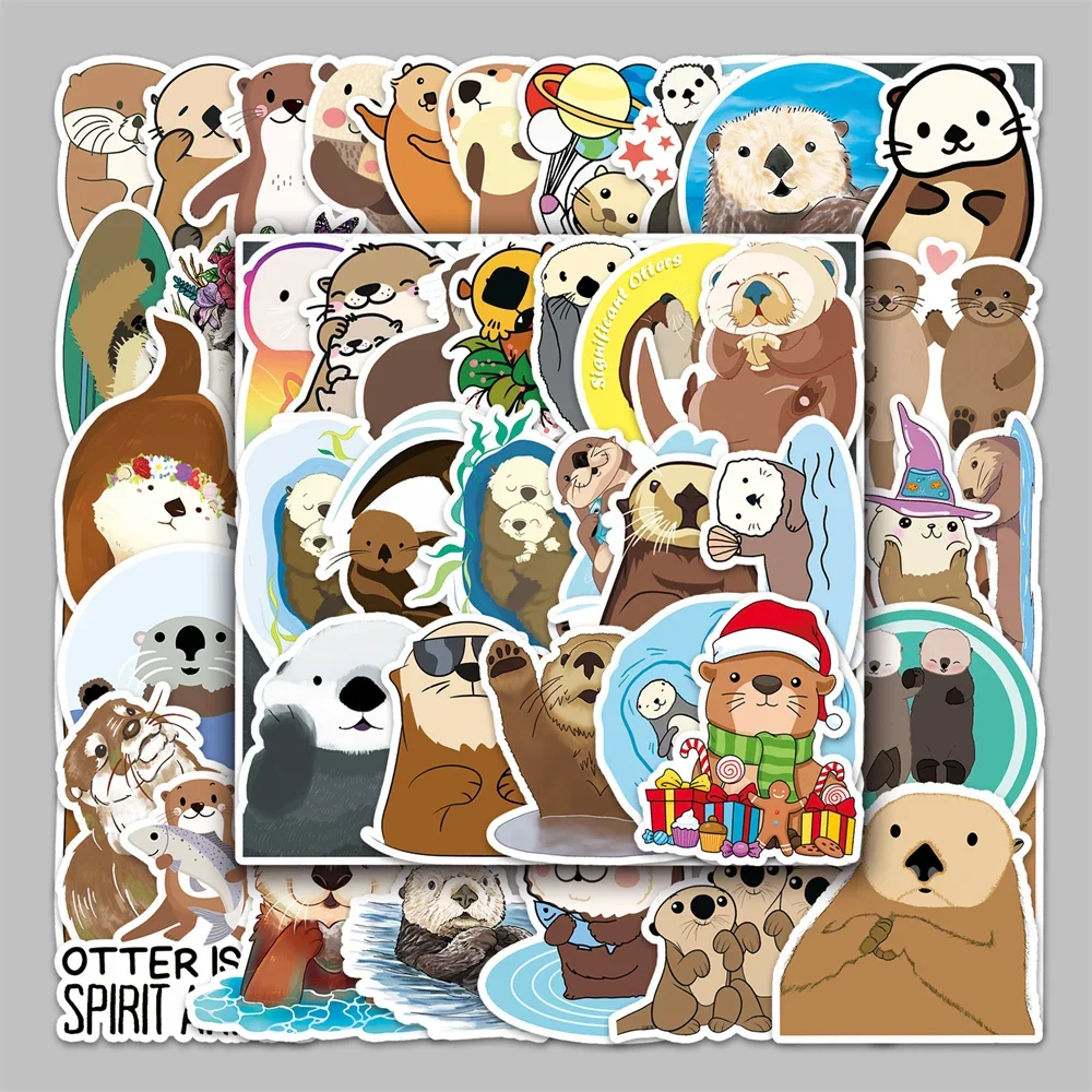 10/30/50PCS Otter Animal Graffiti Sticker Cartoon Creative Sticker Guitar Computer Refrigerator Car Waterproof Sticker Wholesale