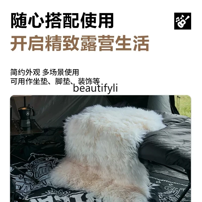 Exquisite Camping Decoration Accessories Sheepskin Carpet Mats Large Size Blanket Soft Cushion Window Cushion