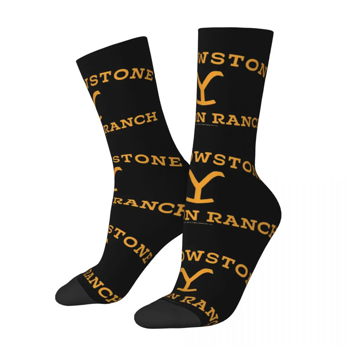 Colorful Yellowstones Dutton Ranch Basketball Socks Wild West Polyester Long Socks for Unisex Breathable