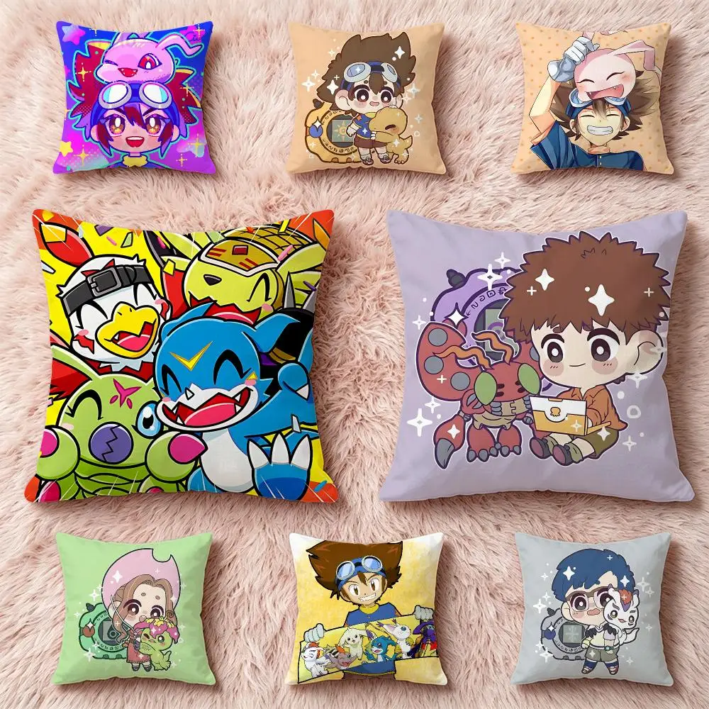 Anime Digimon Adventure Cushion Cover Pillow Short Plush Pillow Cute Simple Style For Living Room Bedroom Birthday Gift