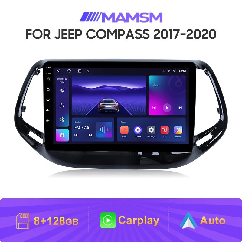 MAMSM 12+256G 8Core Car Multimedia Player For Jeep Compass 2 MP 2017-2020 Android Auto Carplay Stereo GPS Navigation Car Radio