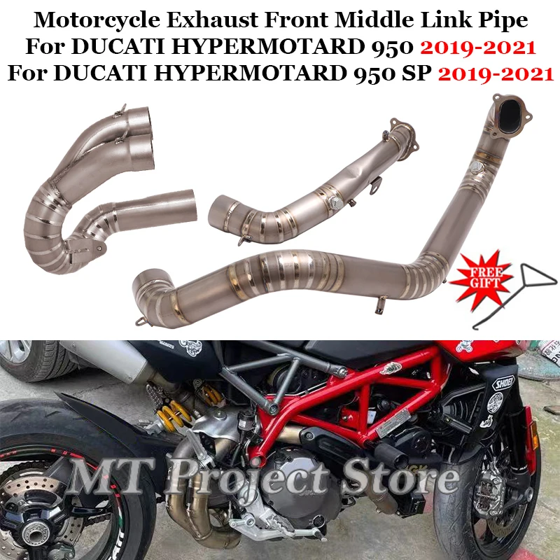 

For DUCATI HYPERMOTARD 950 SP 2019 2020 2021Motorcycle Exhaust System Titanium Front Mid Link Pipe Connect Original Muffler Pipe