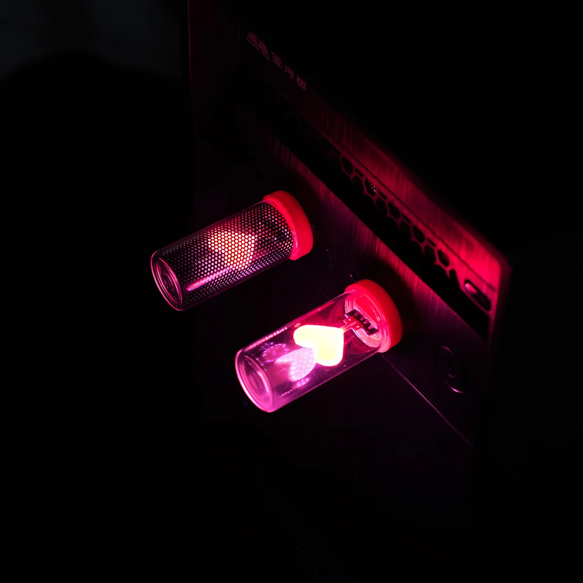 USB car bedroom table with bedroom atmosphere light, heart-shaped neon light, glass bottle, touch small night light