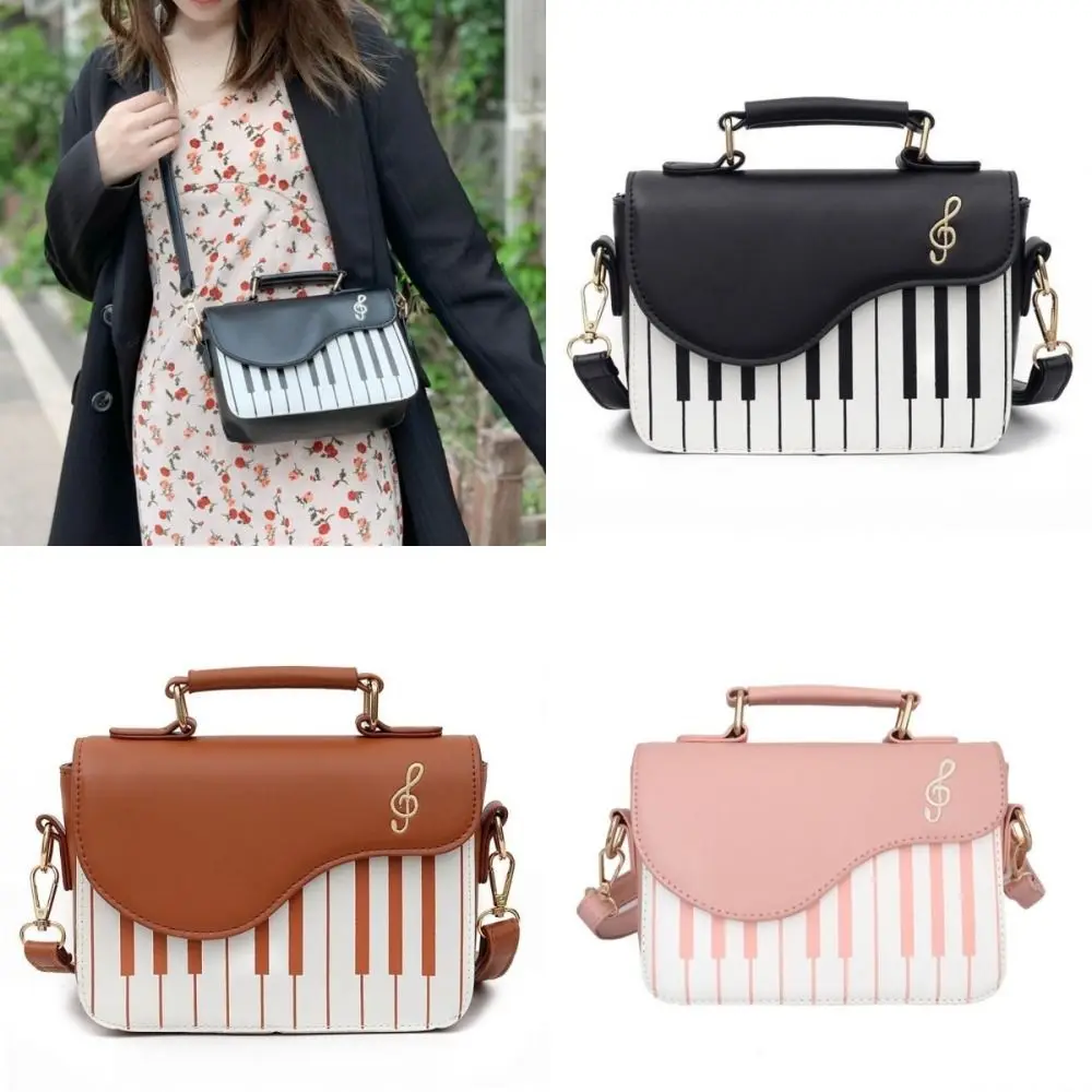 

New PU Leather Crossbody Bag Korean Style Waterproof Shoulder Bag Adjustable Strap Piano Design women's Handbag Daily Use