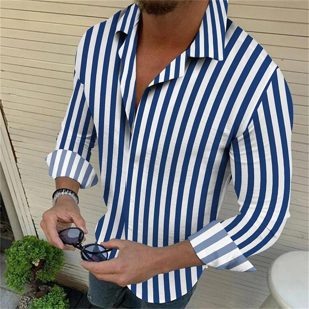 2024 brand long sleeved shirt Spring and Autumn men\'s casual fashion 3D printing long sleeved lapel button up shirt s-6XL