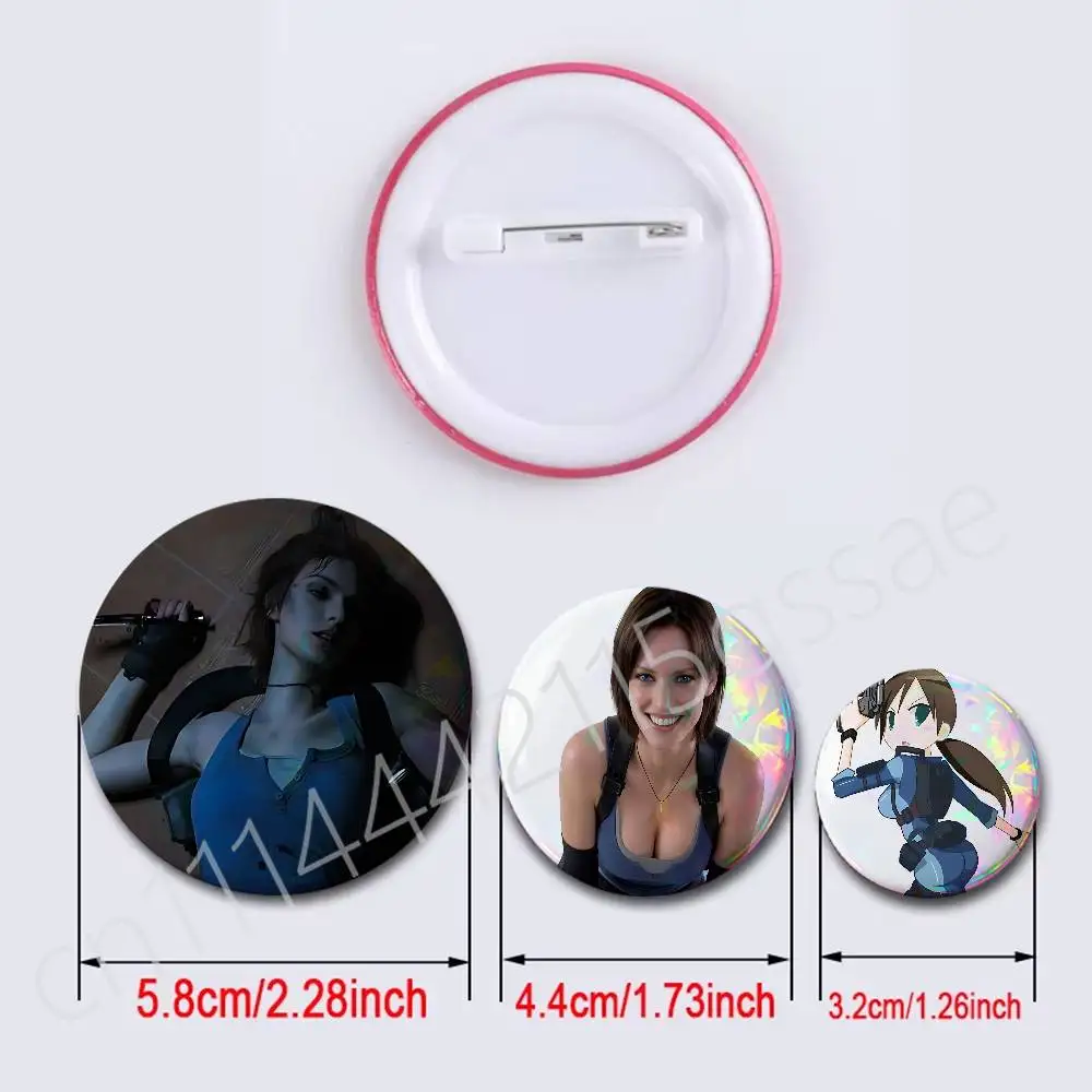 FOR Jill Valentine Resident Evil Round Exquisite Laser Badge Brooches Creative Pins For Clothes Hat Backpack Gift Accessories