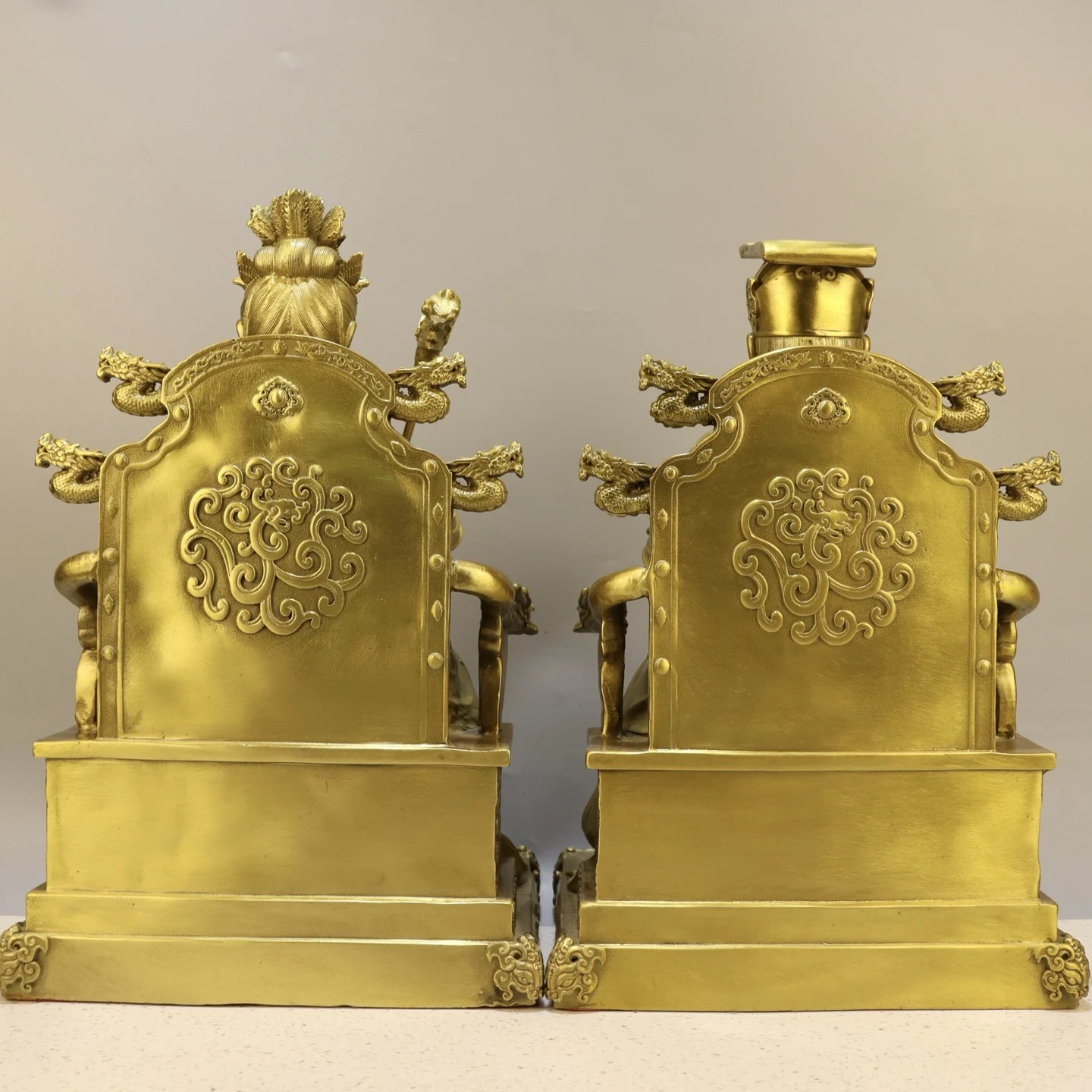 Brass The Jade Emperor immortal Queen Mother of the West Dragon Throne Sitting statue Amass wealth Ornaments Town house