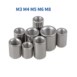 M3 M4 M5 M6 M8 304 Stainless Steel Extend Long Lengthen Round Coupling Nut Connector Joint Sleeve Tubular Nut