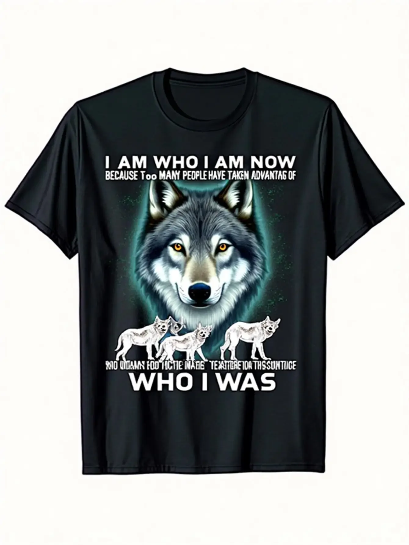 

Wolf I Am Who I Am Now Graphic Tee Men's Cotton Crew Neck T-Shirt Casual Trip Wear