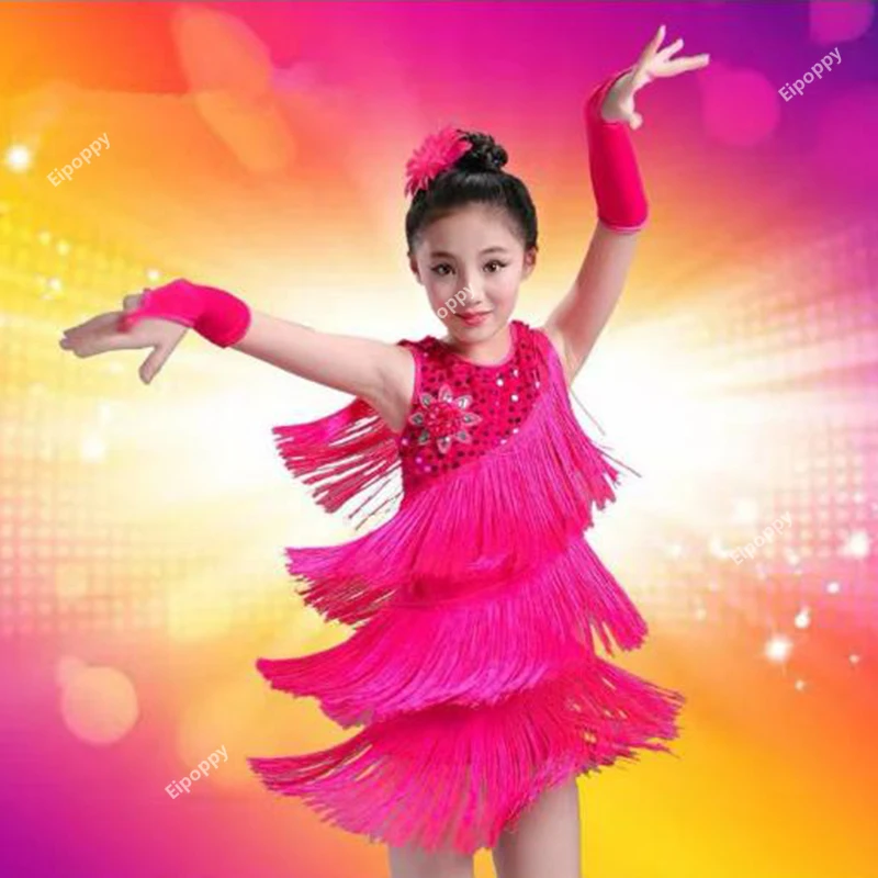 Costume da ballo latino per bambini nappa esame femminile vestito da competizione ballerino che esegue tuta da tango jazz