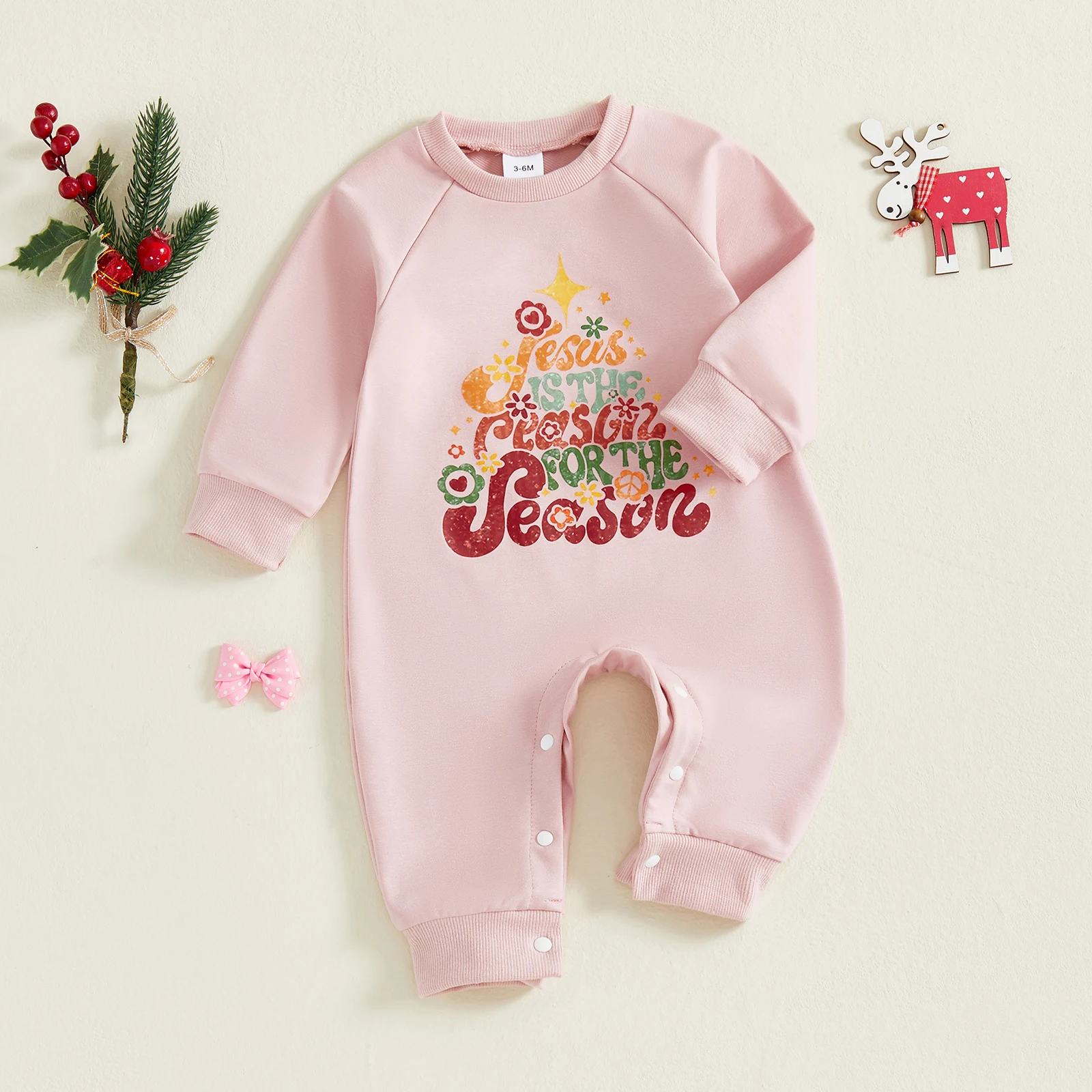 

0-18Months Newborn Baby Girls Fall Sweatshirt Romper Letter Print Long Sleeve Jumpsuits Infant Casual Clothes