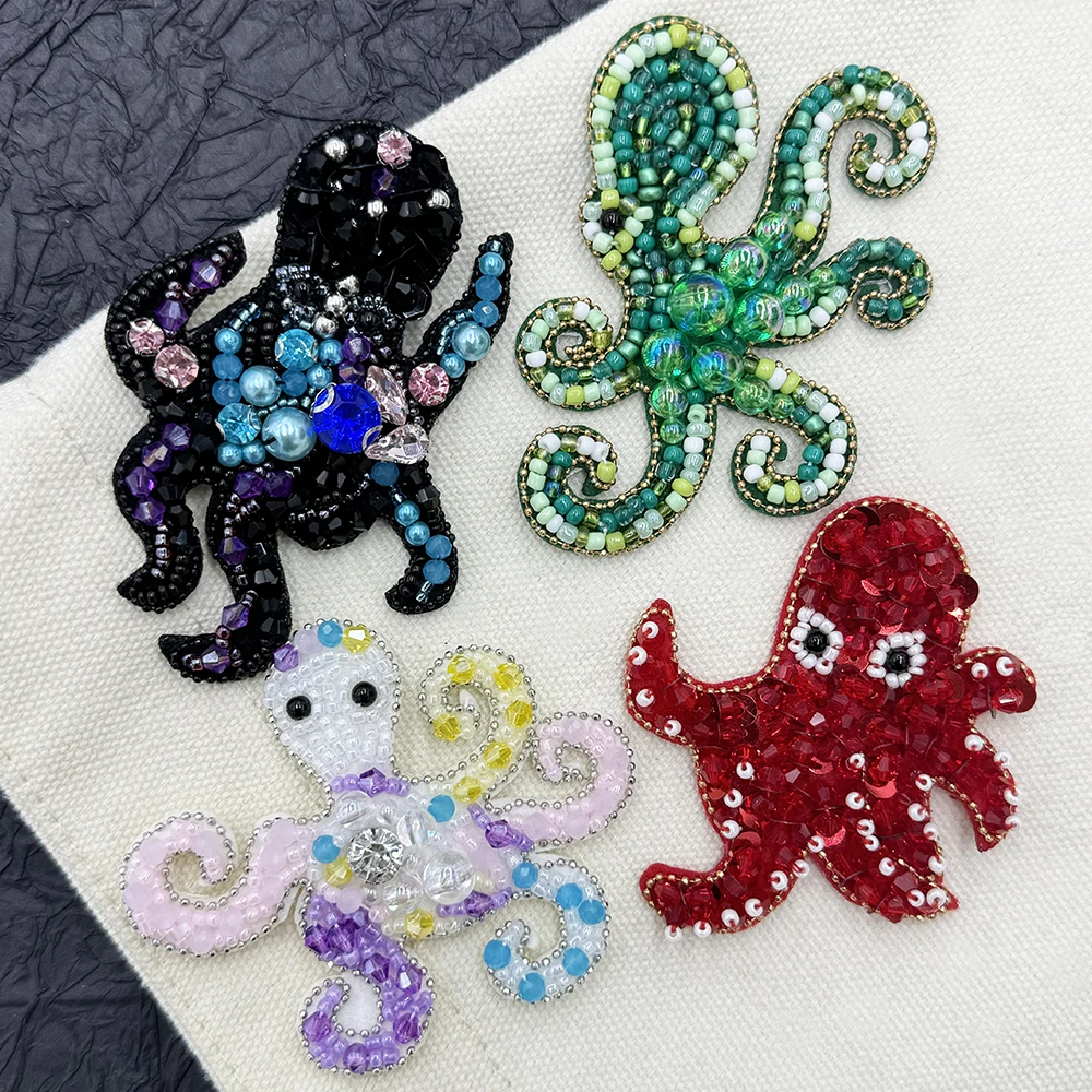 Mode Delicate Octopus Kralen Doek Stickers Zeedieren Naaien Op Kleding Voor Broches Diy Decor Jurk Tassen Hoed Accessoires