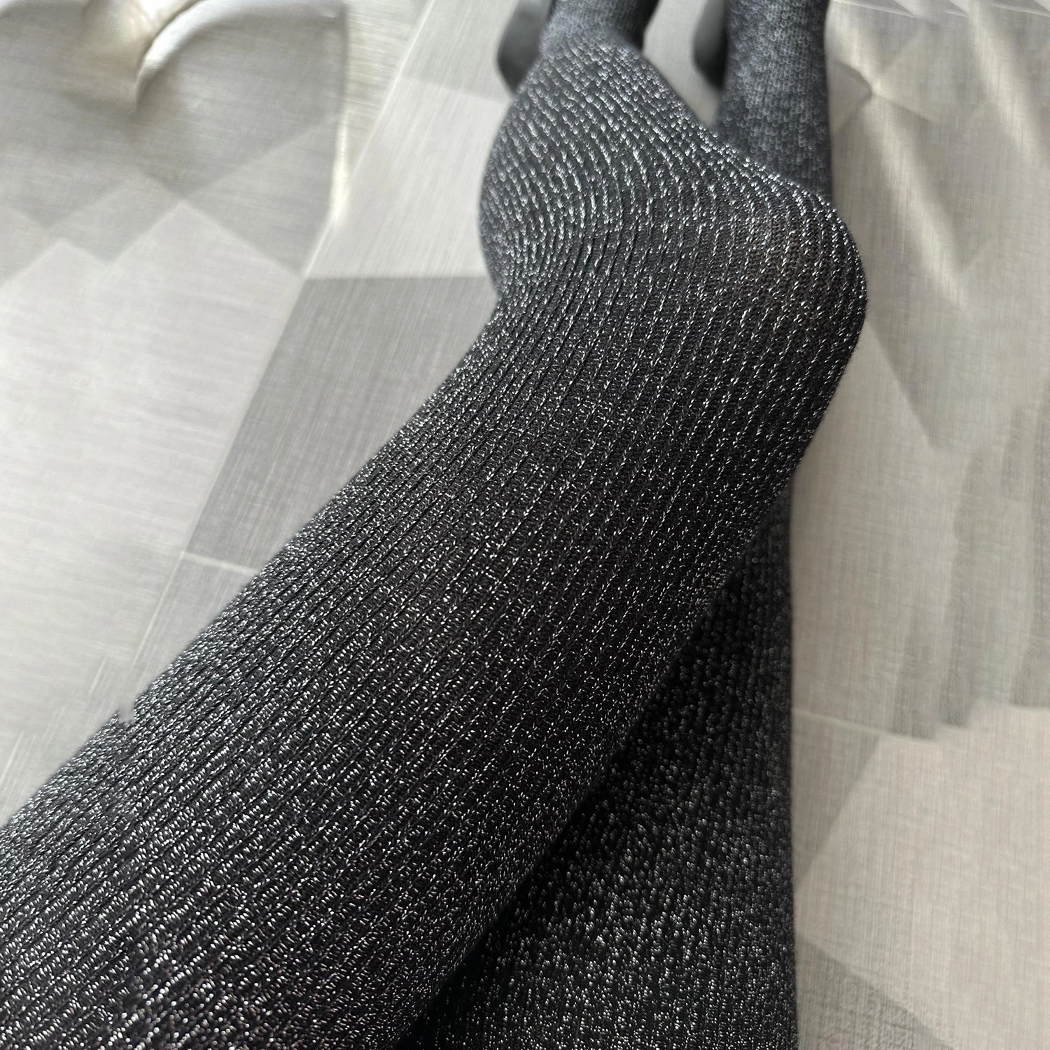 Women Fashion Spring Pantyhose Shiny Metalic Thread Knit Tights Punk Metal Style Stockings Black Pink Solid High Long Leggings