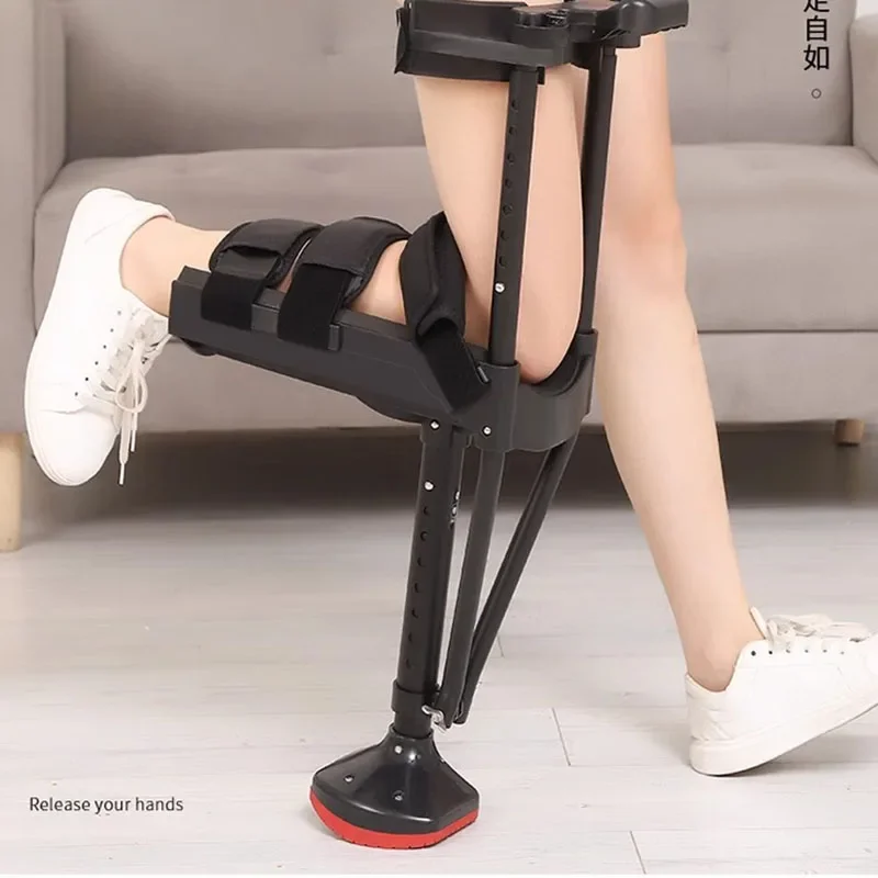 Support-Free Walking Aids Knee Walker Single-Leg Telescoping Assisted Walking Stick Hands Free Crutch Leg Knee Mobility Support