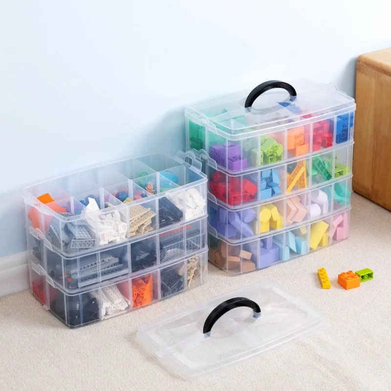 Building Blocks Children's Toy storage Box Plastic Transparent Jewelry Organizer Scrapbooking Storage Box For Tools