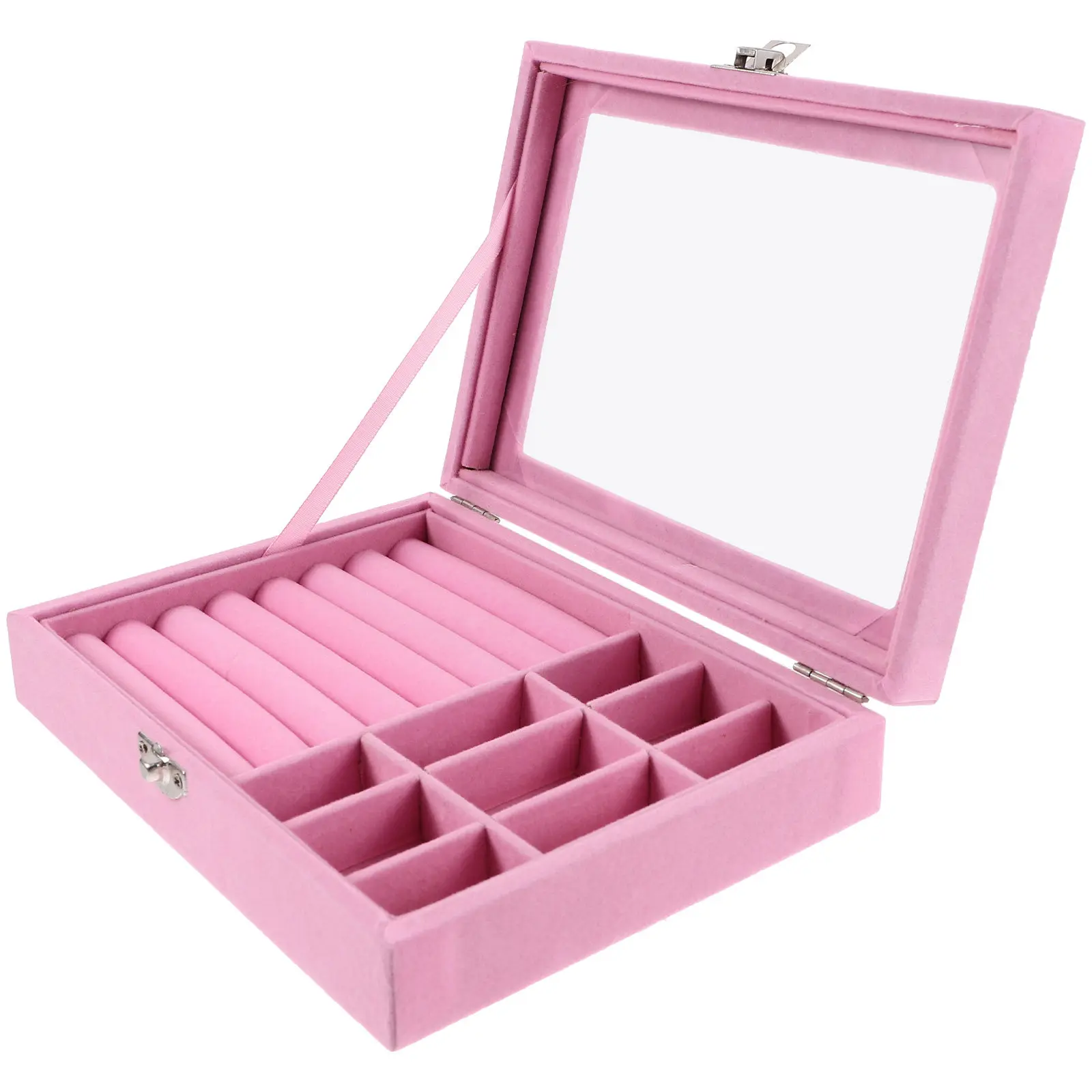 

Jewelry Storage Box Portable Dust-Resistant Compartment Organizer Case for Earrings Necklaces Bracelets Ring Display Holder