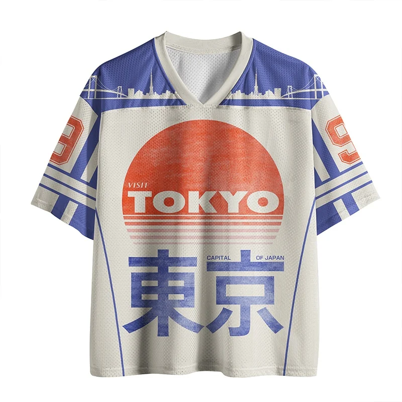 2026 Tokyo Japan Fun 3DV Neck Sports Fitness T-shirt for Men and Women, Children's Parent Child Wear, Street Wear, Casual Top