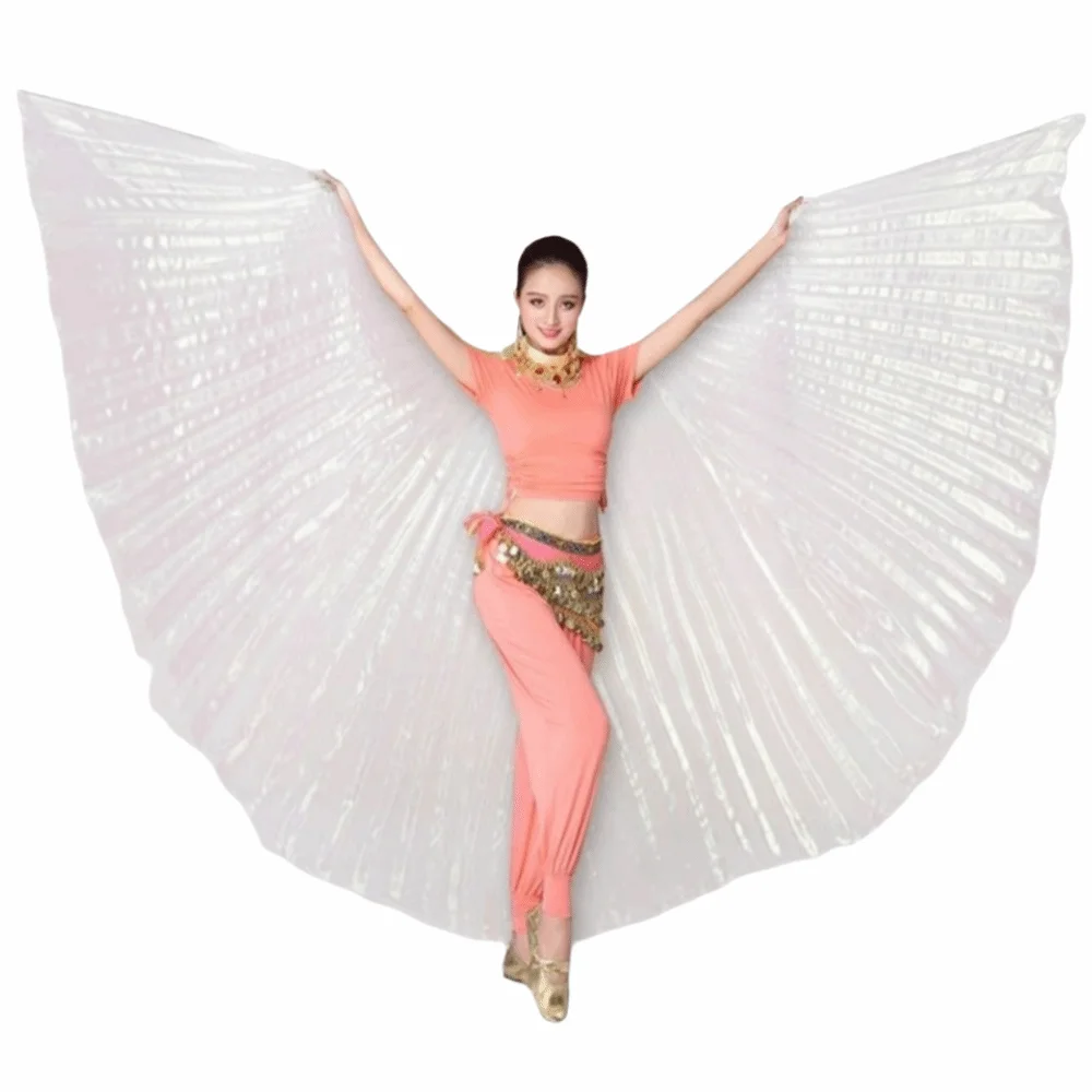 Accesorio creativo de ala para danza del vientre, 360 grados con varilla telescópica, capa de gran rendimiento plisada, accesorios de danza Oriental suaves