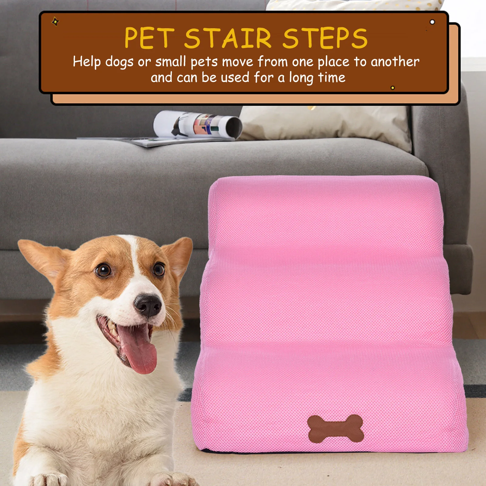 Ramp Stairs For Couch Foam Pet Steps For Small Dogs And Cats High-Density Dog Ramp Suit For Couch Sofa Bed Ladder For Dogs Cats