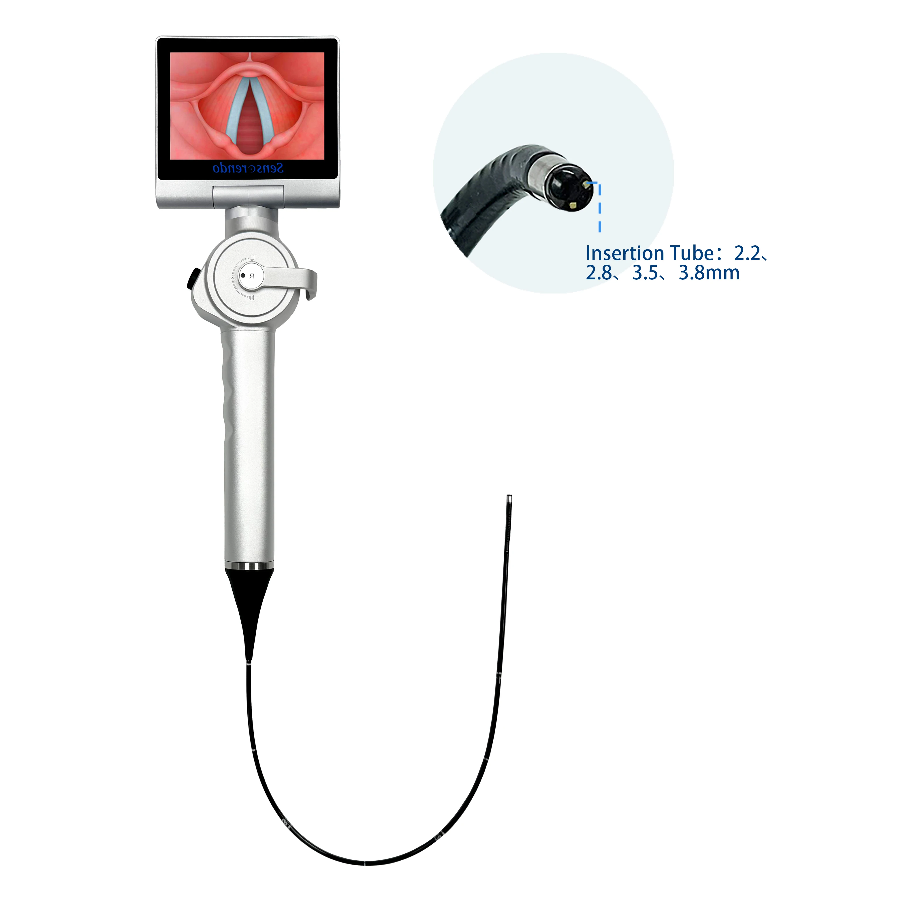 Sensorendo 2.2mm-5.8mm flexible laryngoscope rhinolaryngoscope fiber bronchoscope  with 3.5 Inch Touchscreen Display